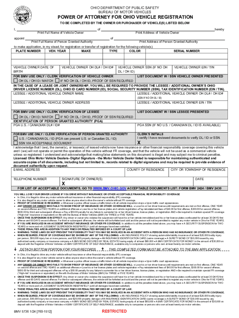 2024 Form OH BMV 5736 Fill Online Printable Fillable Blank 