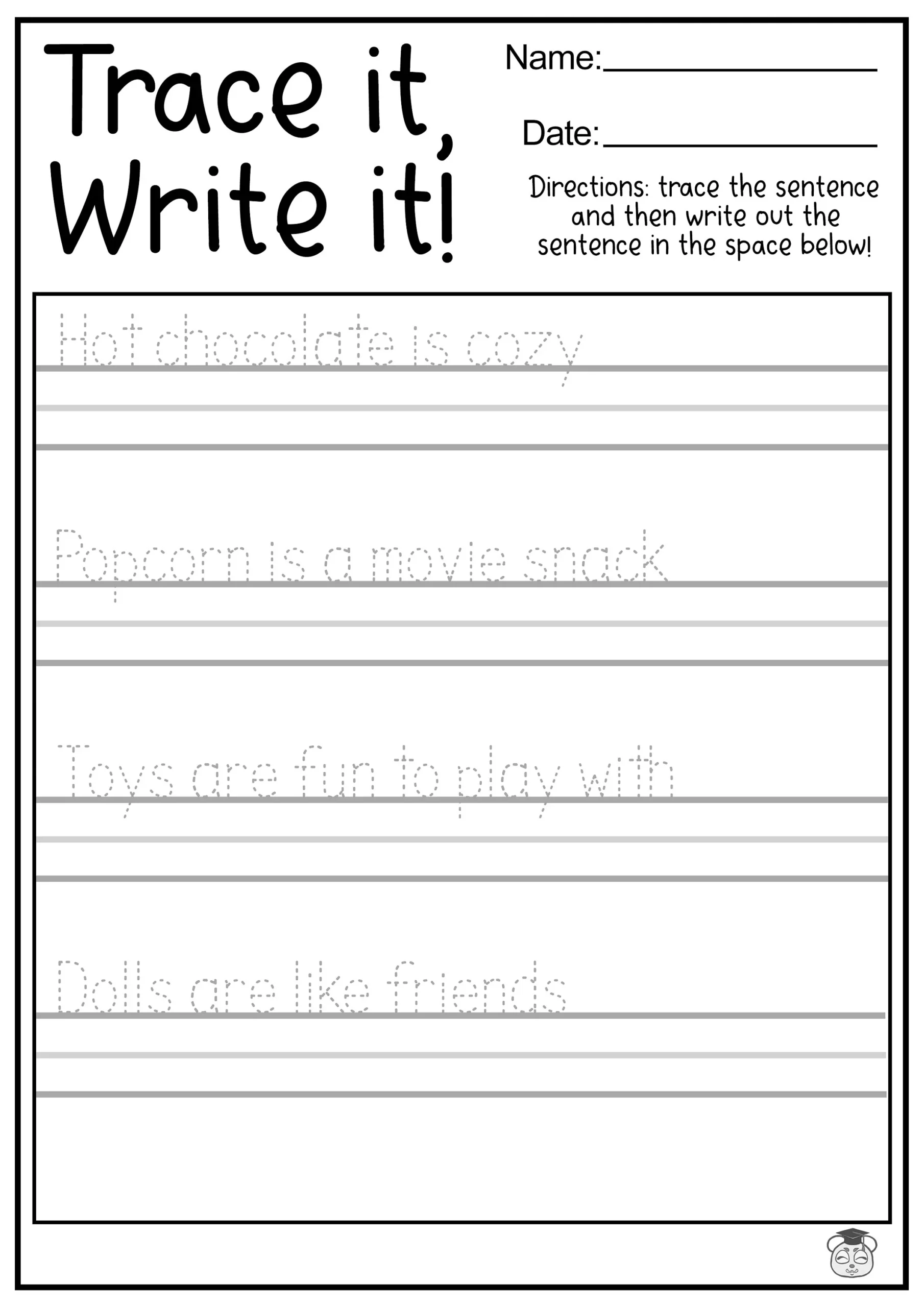 Printable Writing Worksheets For Kids