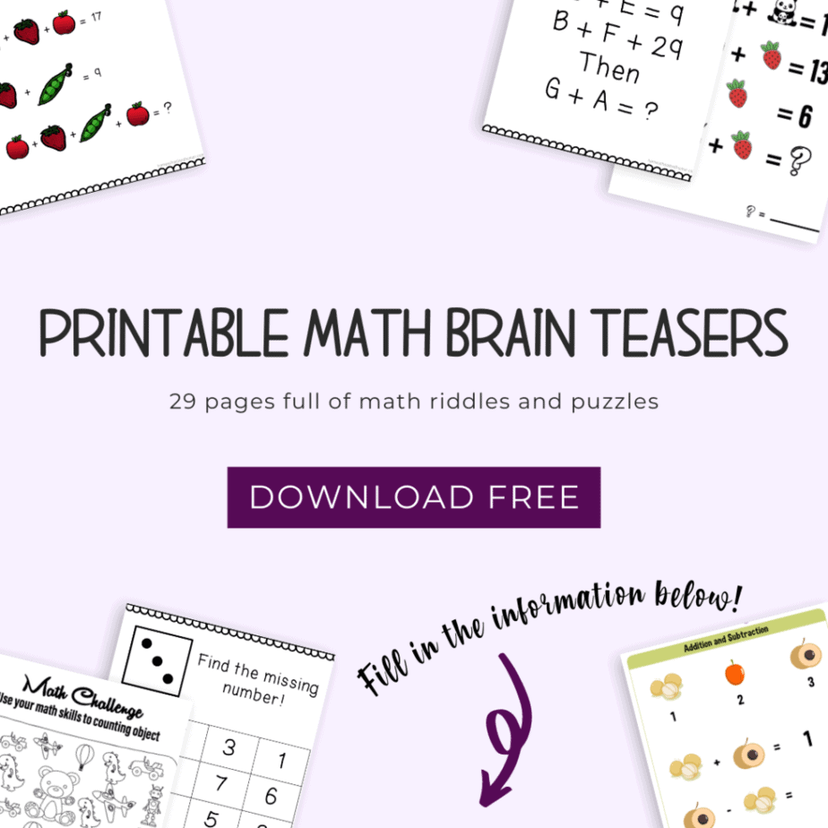 29 Super Fun Printable Math Brain Teasers To Practice Math Skills 