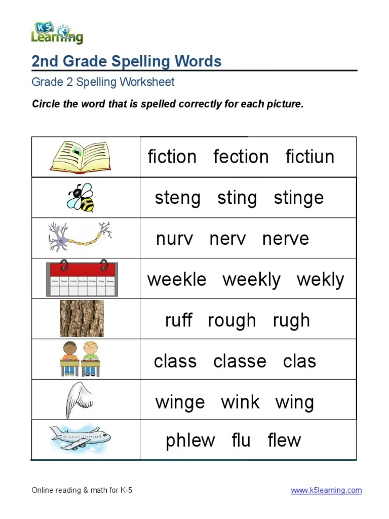 2nd Grade Spelling Worksheet PDF