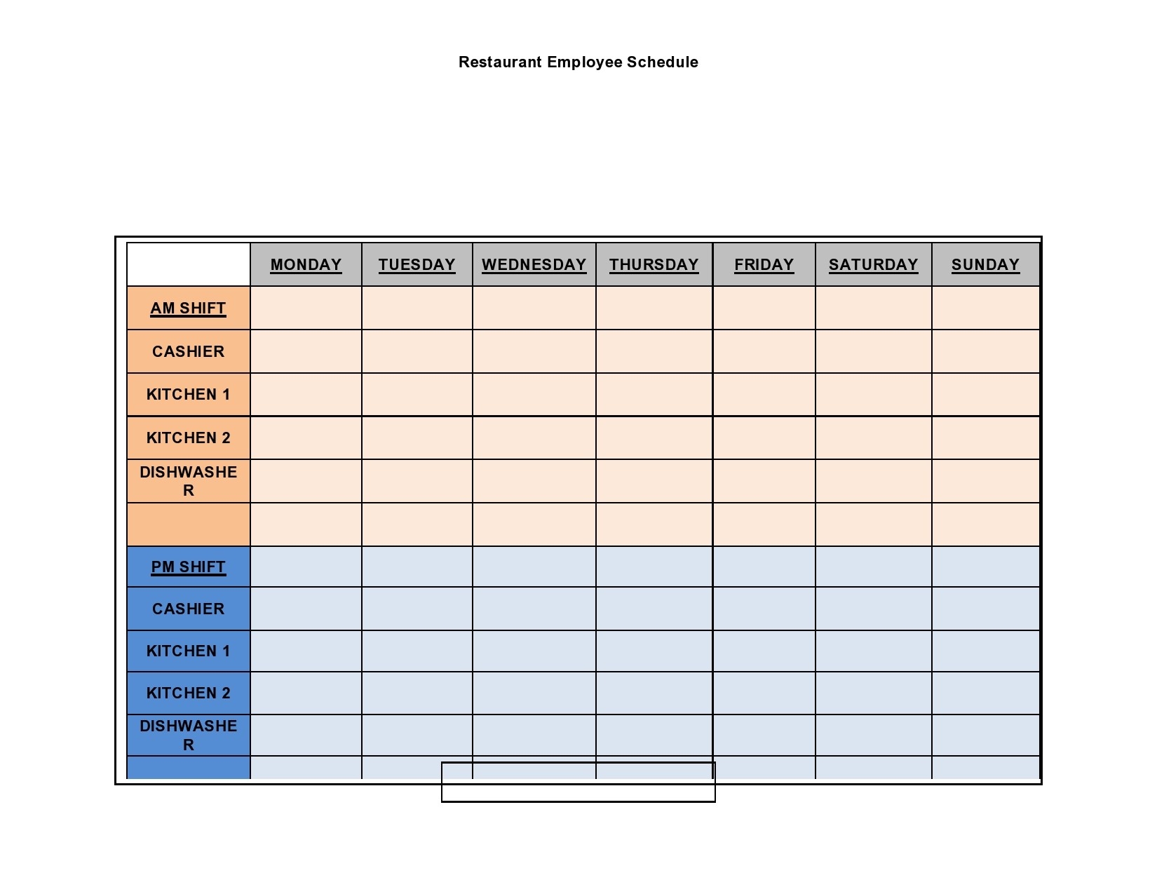 Printable Work Schedule Form Free Printable
