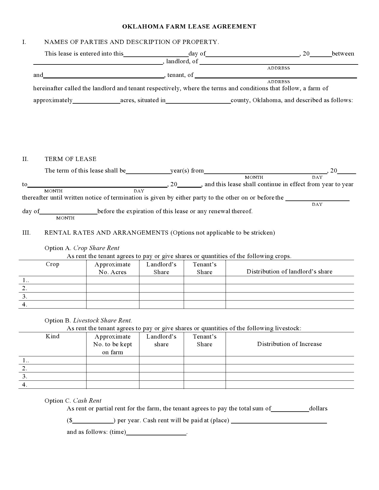 Free Farm Lease Agreement Form Word