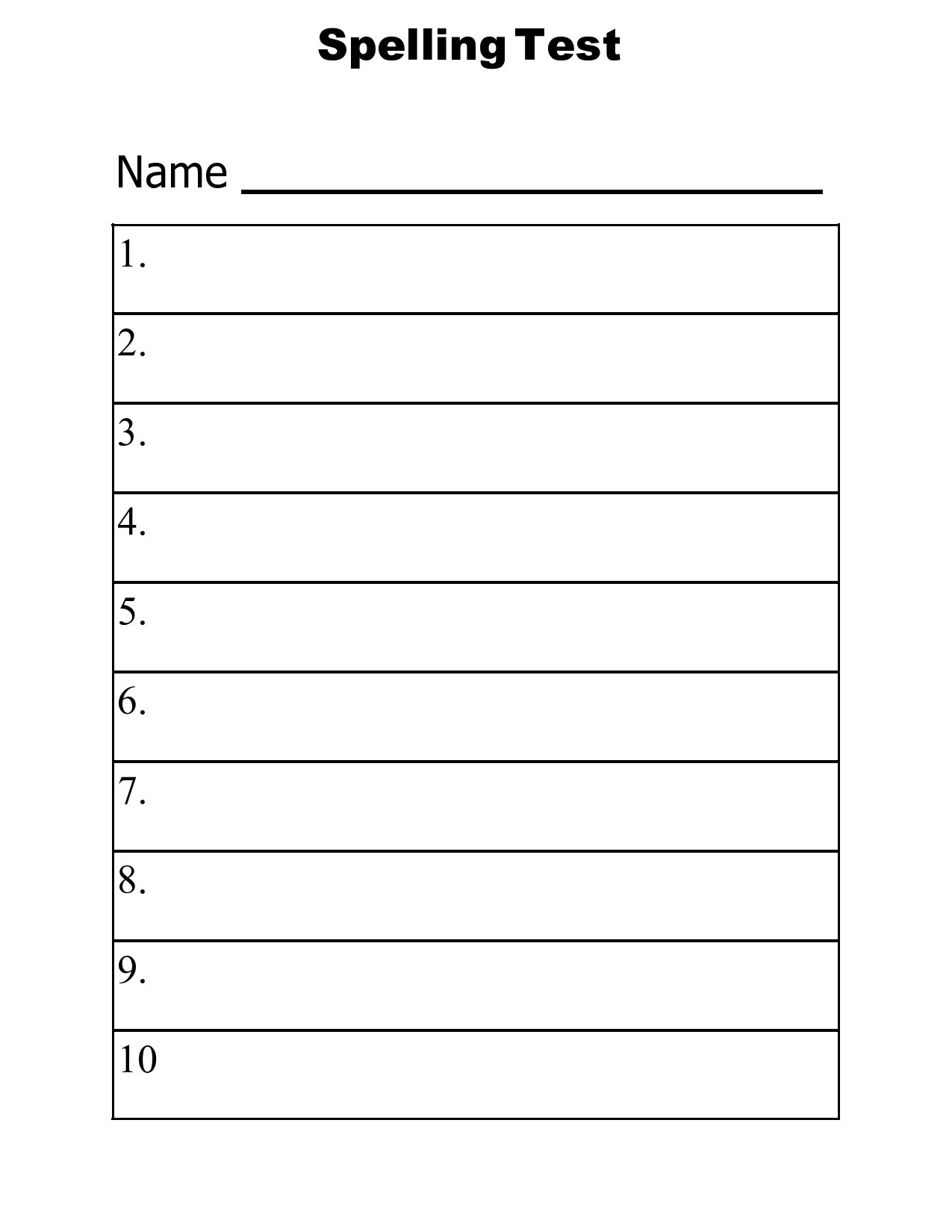 Free Printable Spelling Test Template