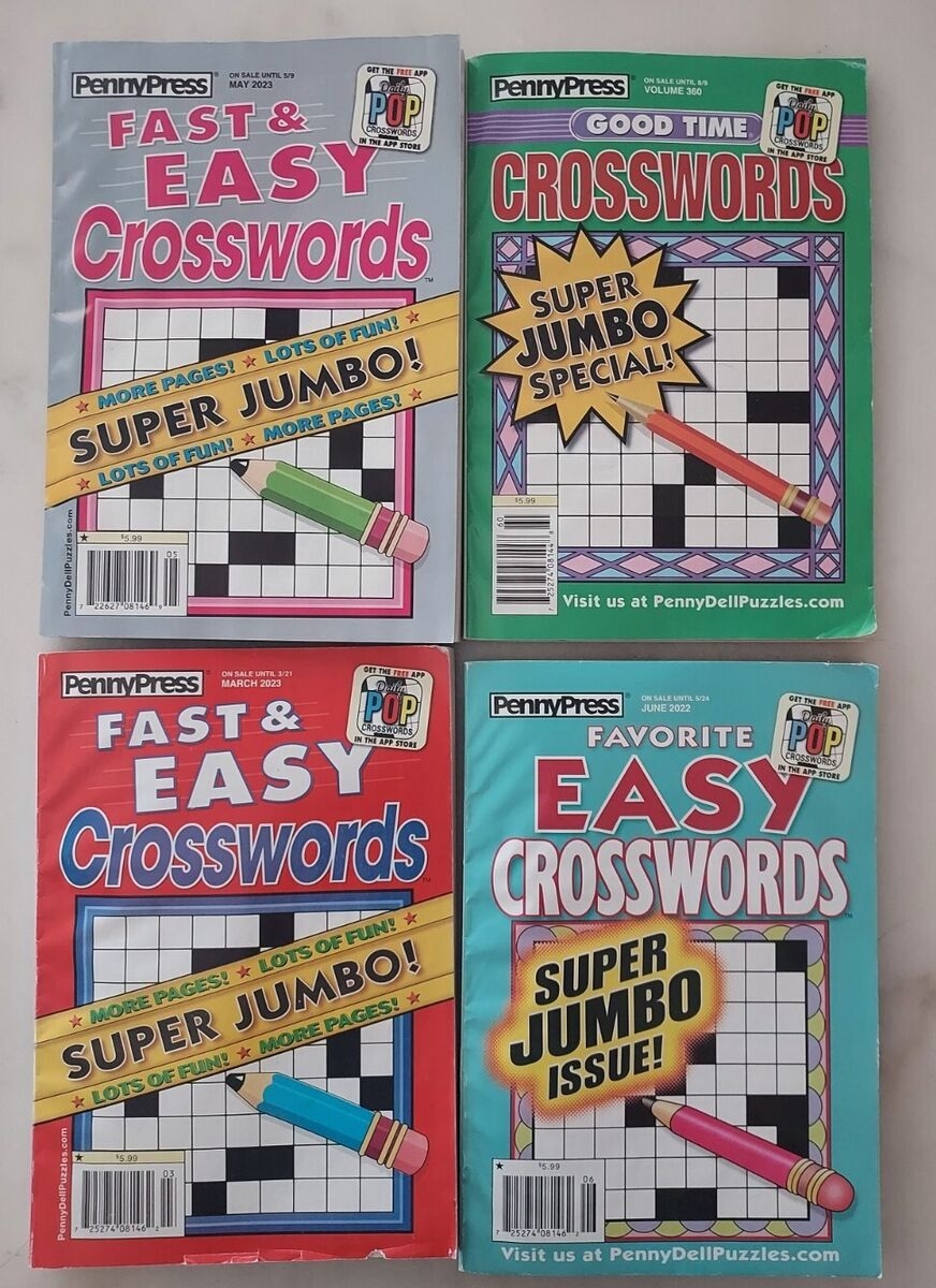 4 Crossword Puzzle Game Book Magazines Penny Press Fast amp Easy 