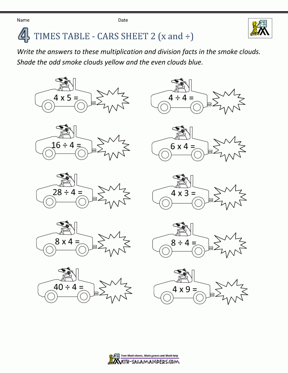 4 Times Table Worksheets Printable
