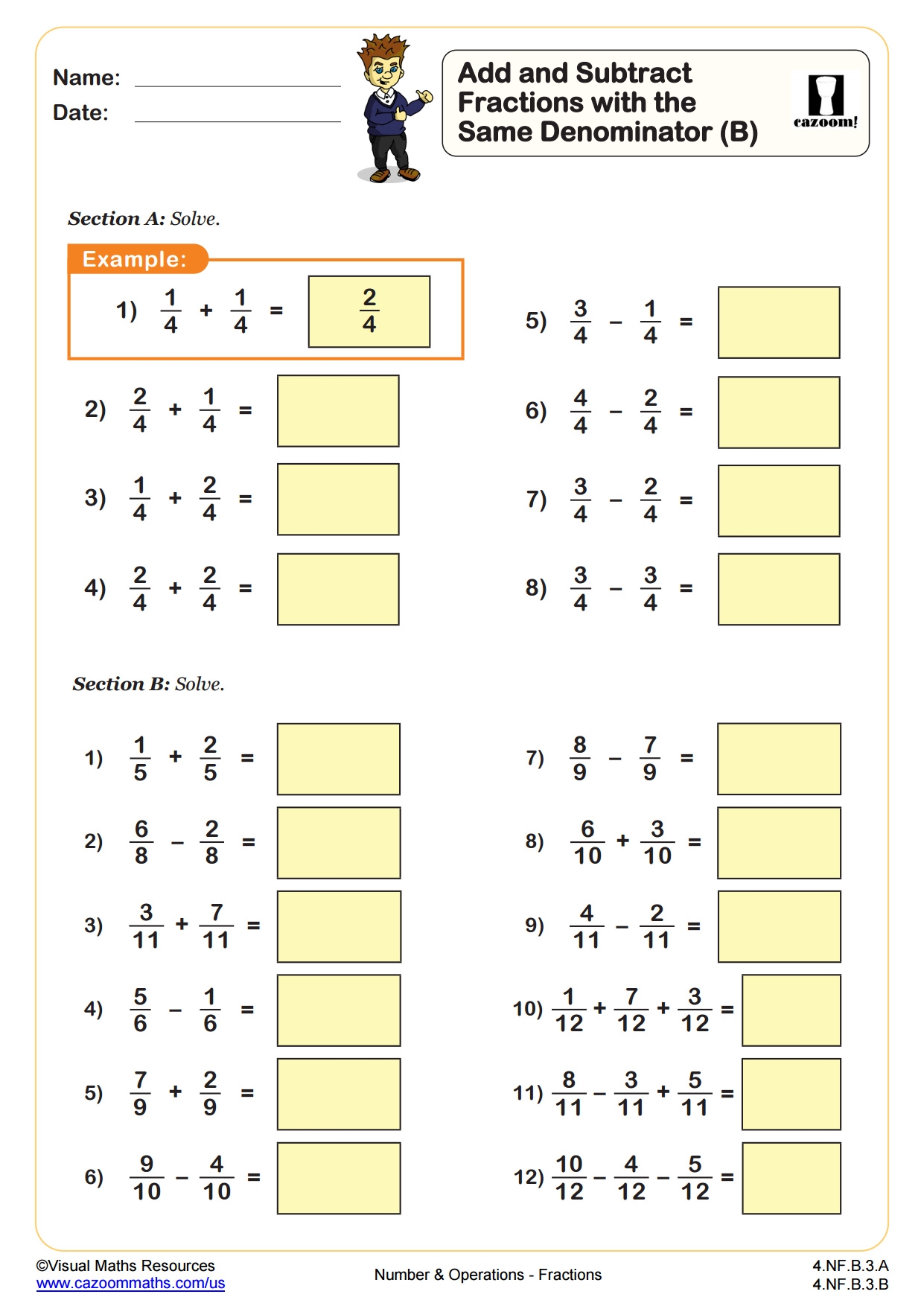 4th Grade Fractions Worksheets PDF Printable Worksheets Cazoom 