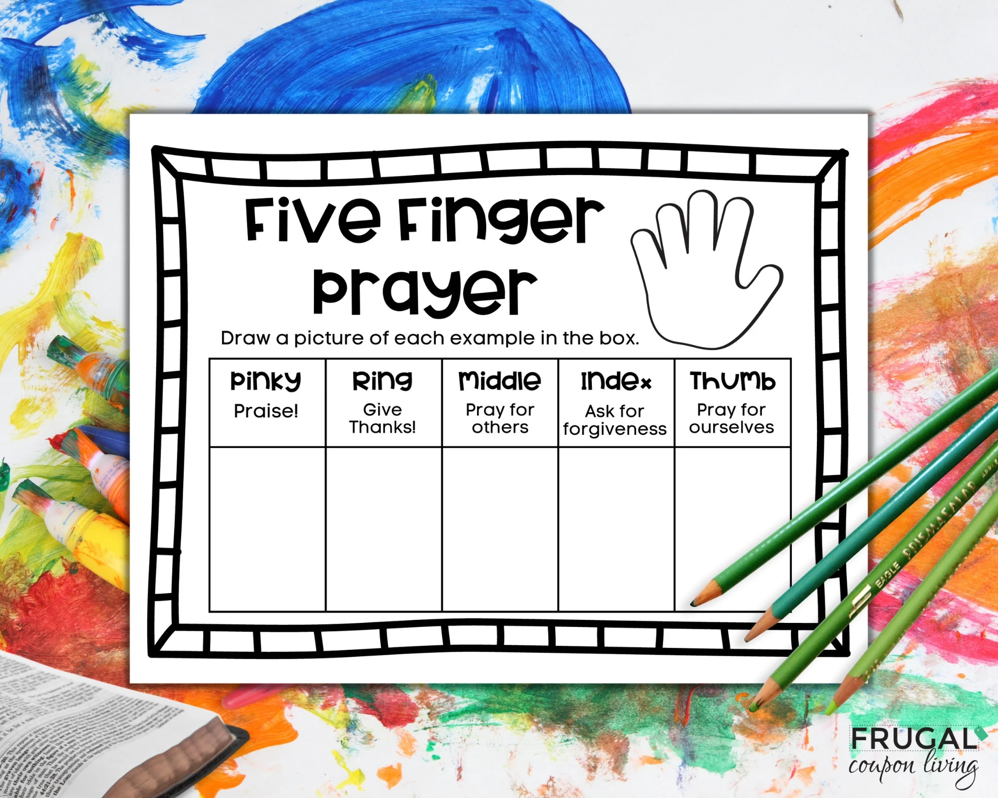 5 Finger Prayer Printable 5 Finger Prayer Method Sunday School 
