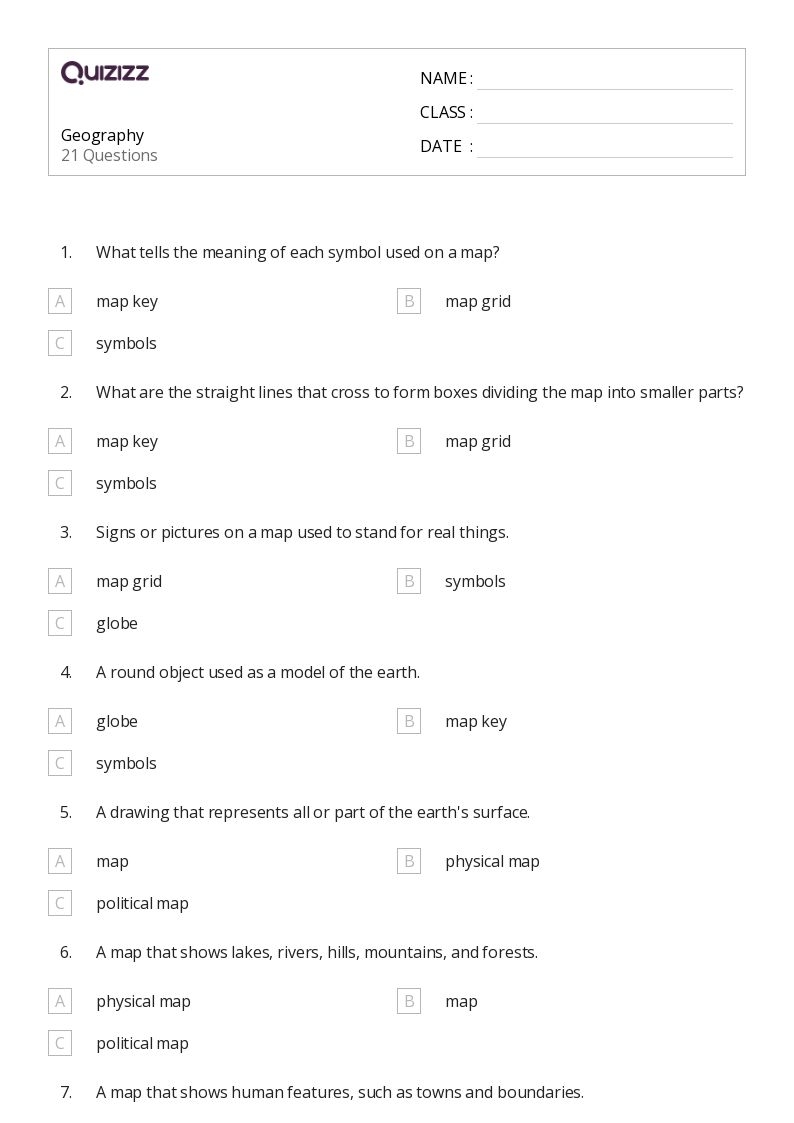 50 Geography Worksheets For 3rd Class On Quizizz Free amp Printable