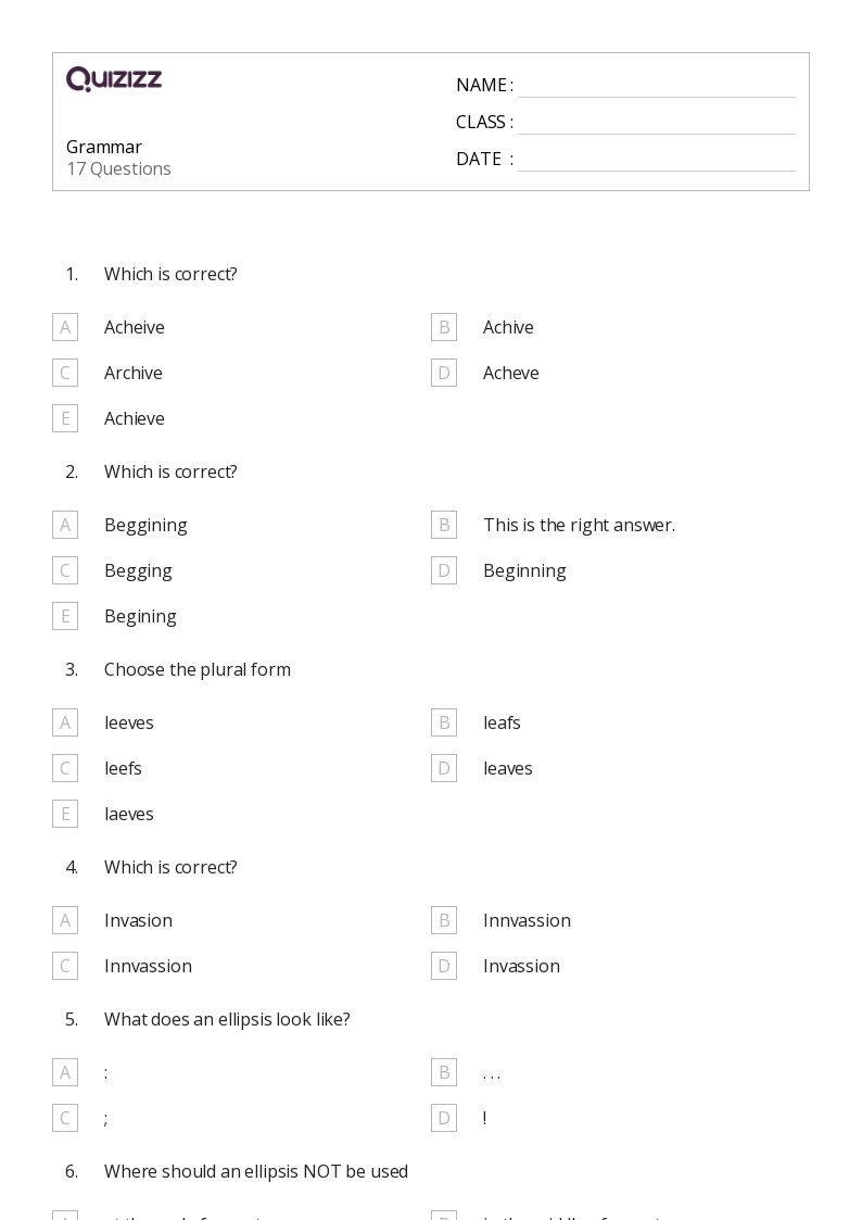 50 Grammar Worksheets For 8th Class On Quizizz Free amp Printable