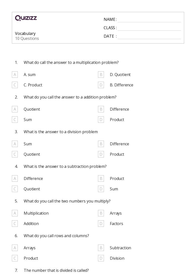 50 Vocabulary Worksheets For 3rd Grade On Quizizz Free 