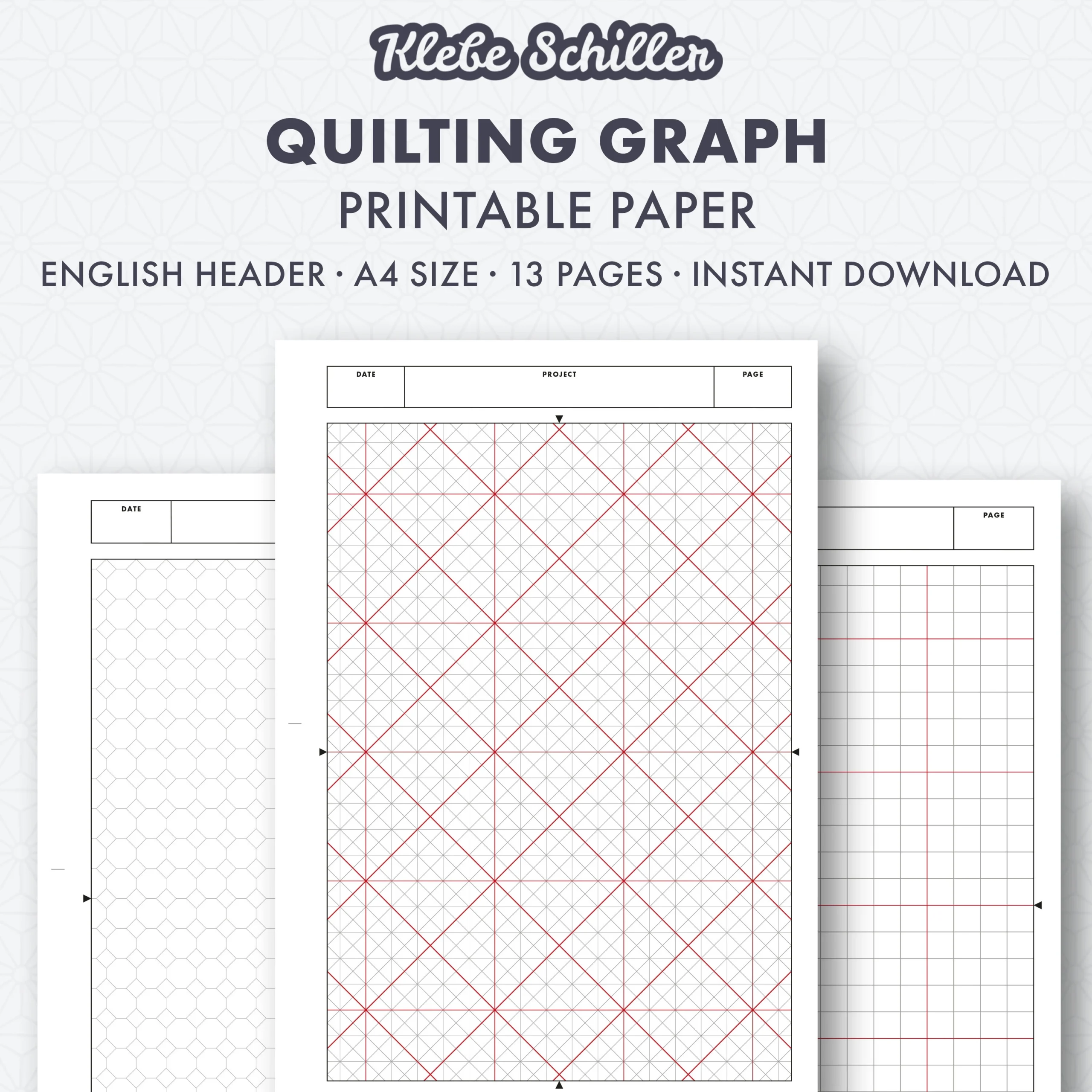 50004 Quilting Graph Paper Set Printable Template English 