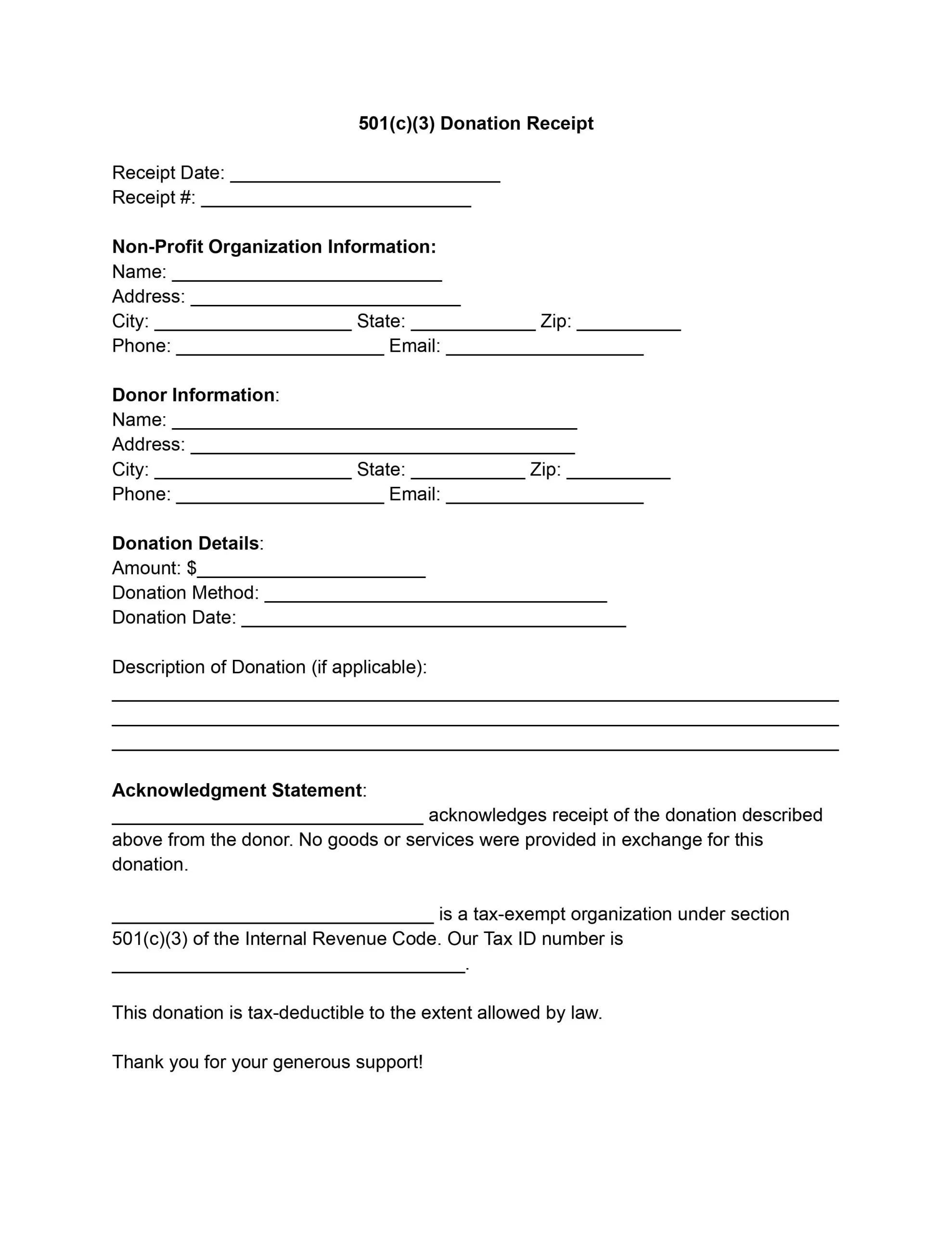Printable 501c3 Application Forms