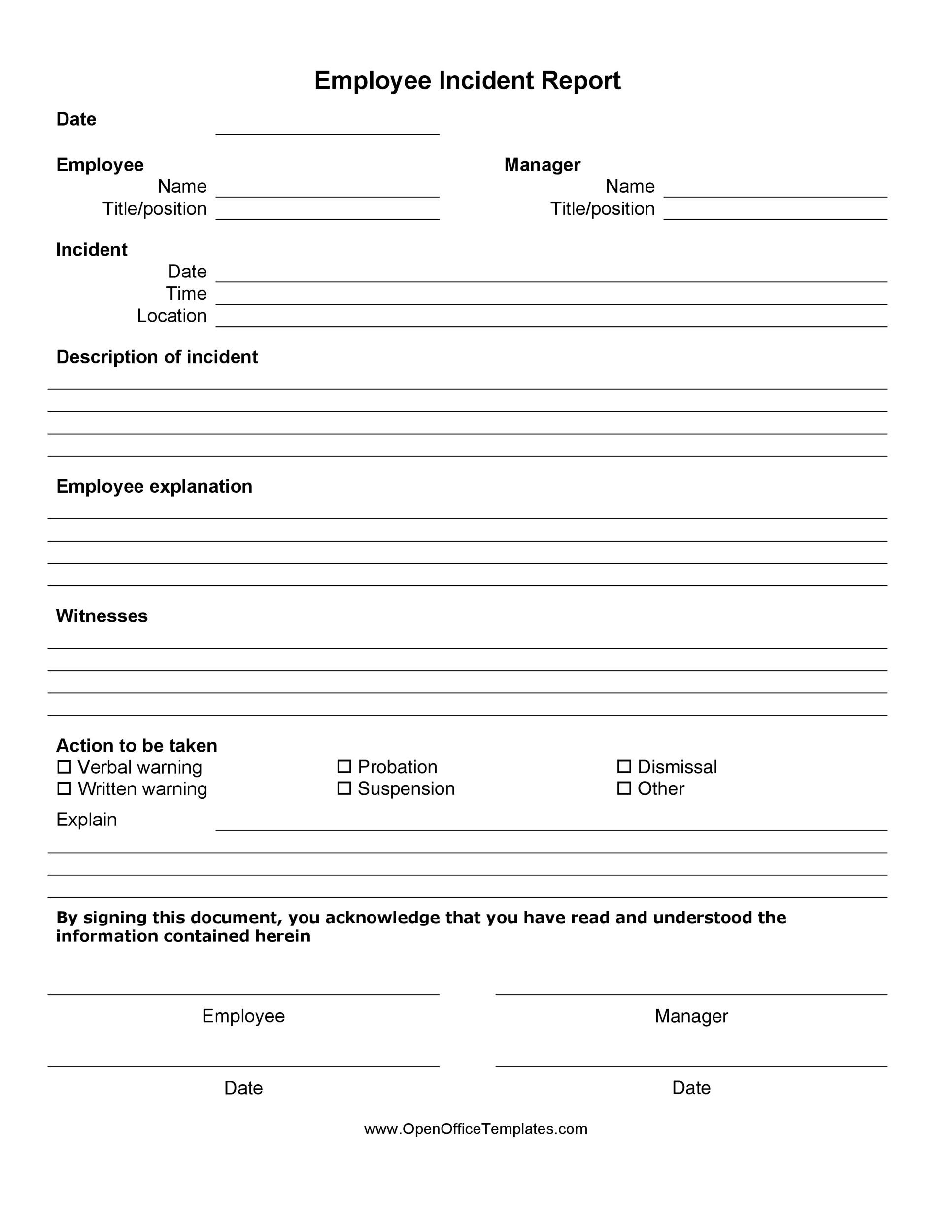 60 Incident Report Template Employee Police Generic 
