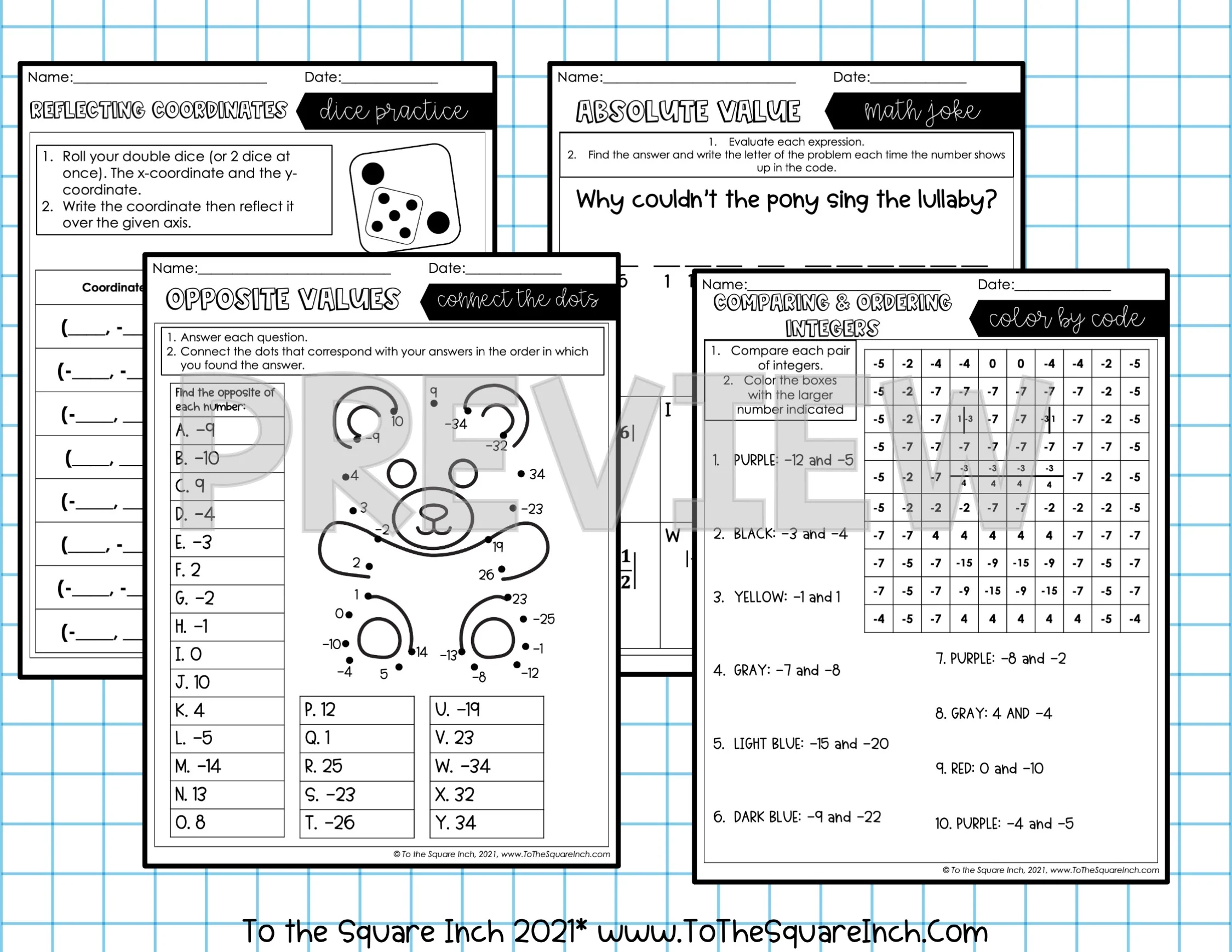 6th Grade Math FUN Worksheets To The Square Inch