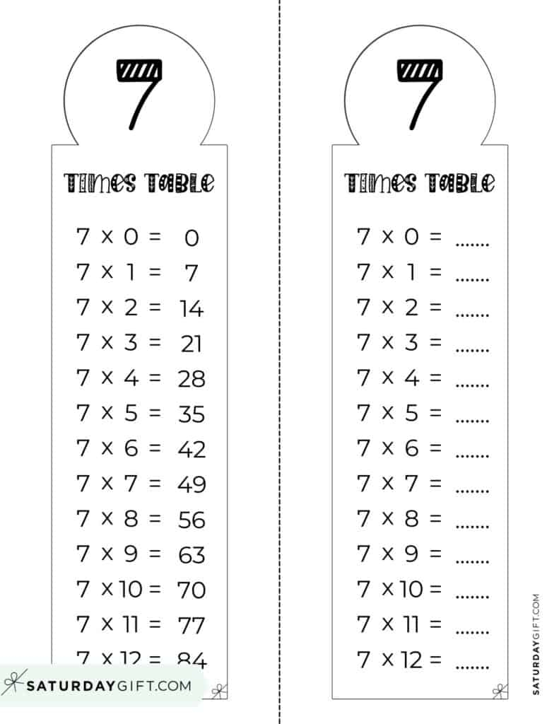 7 Times Table Chart 15 Cute amp Free Printables SaturdayGift