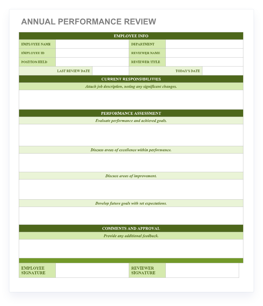 70 Free Employee Performance Review Templates Word PDF 