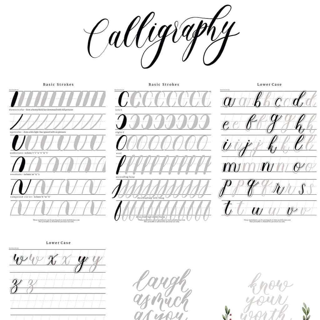 9 Free Calligraphy Practice Sheets Worksheets Library