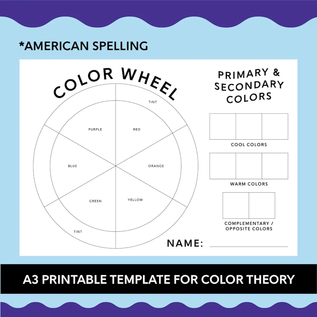 A3 Printable Colour Wheel Template american Basic Primary 
