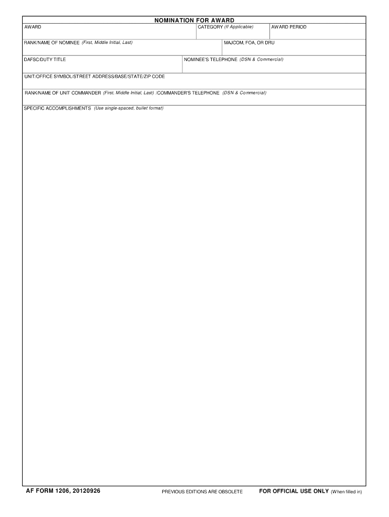 Af Form 2096 Purpose