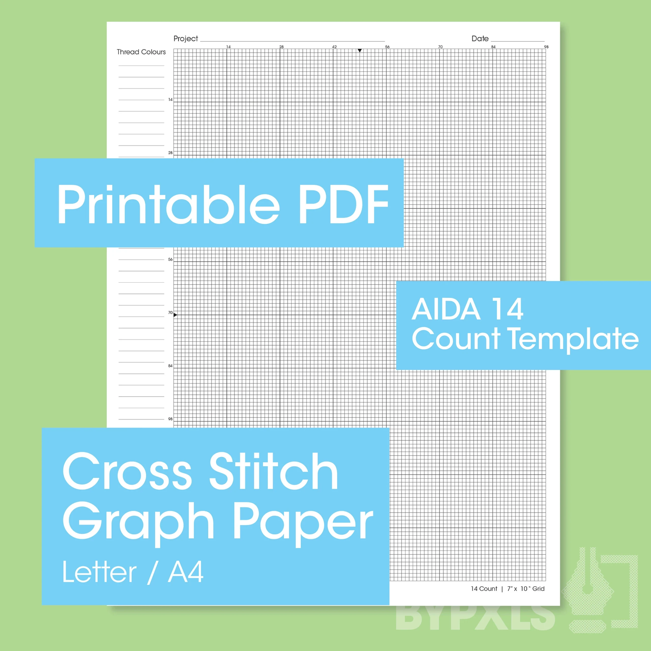 Aida 14 Count Cross Stitch Graph Paper PDF Instant Download Etsy