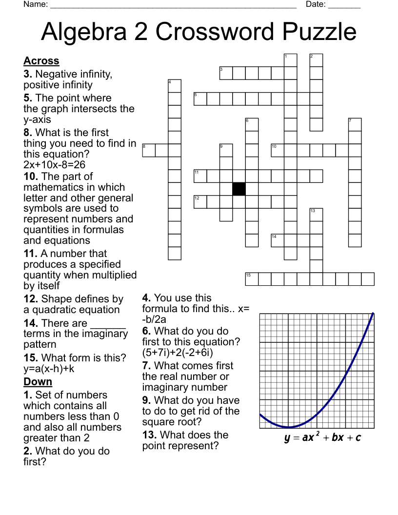 ALGEBRA Crossword WordMint