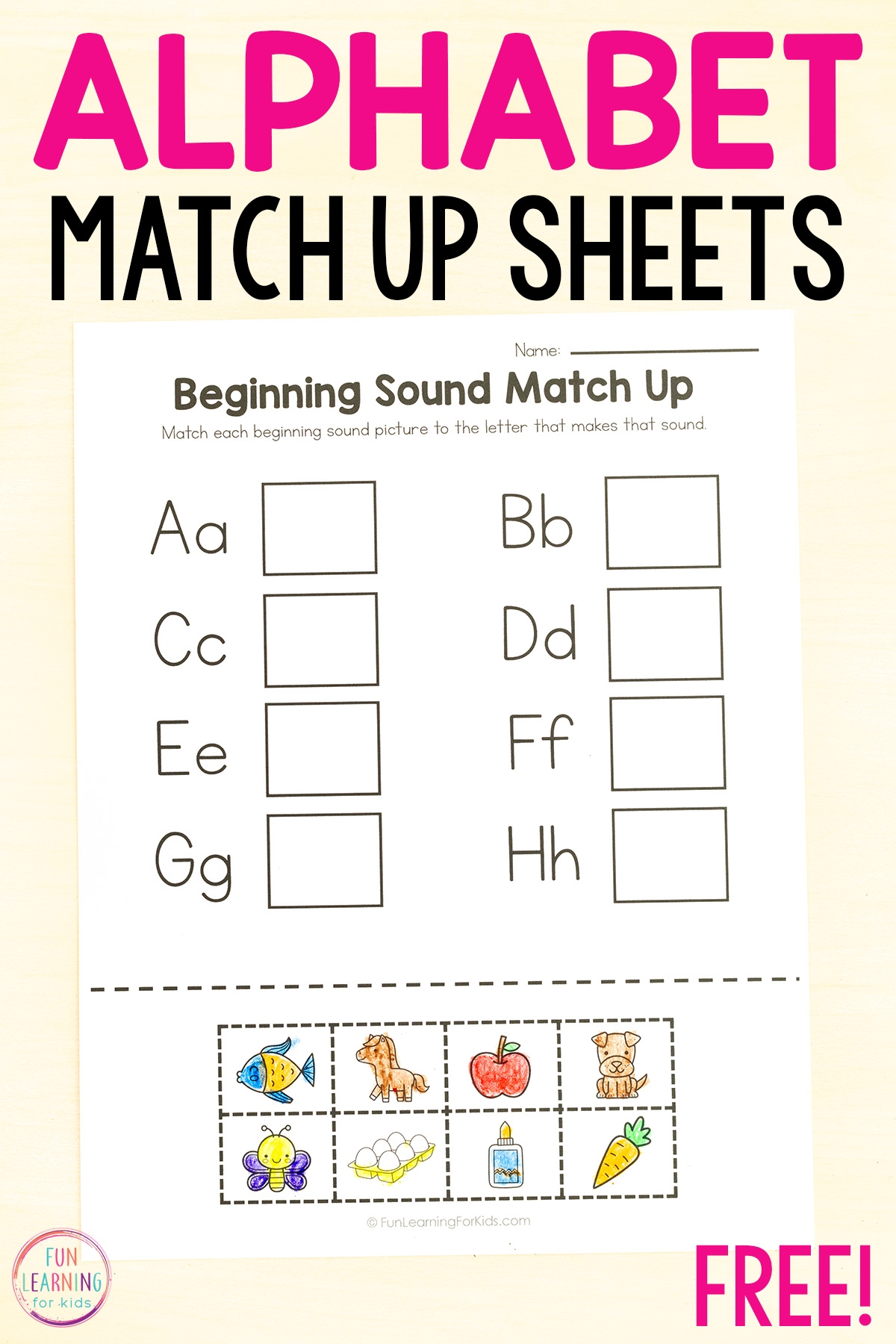 alphabet beginning sound match up worksheets