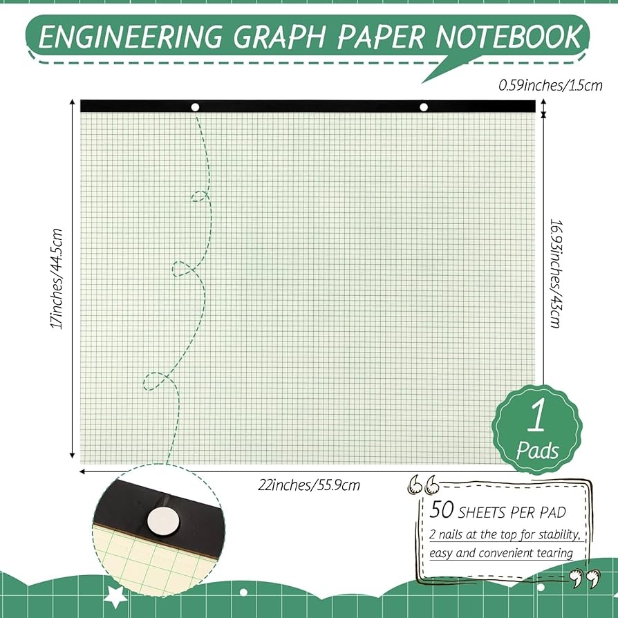 Amazon Fainne Large Engineering Graph Paper Pad 22 x17 