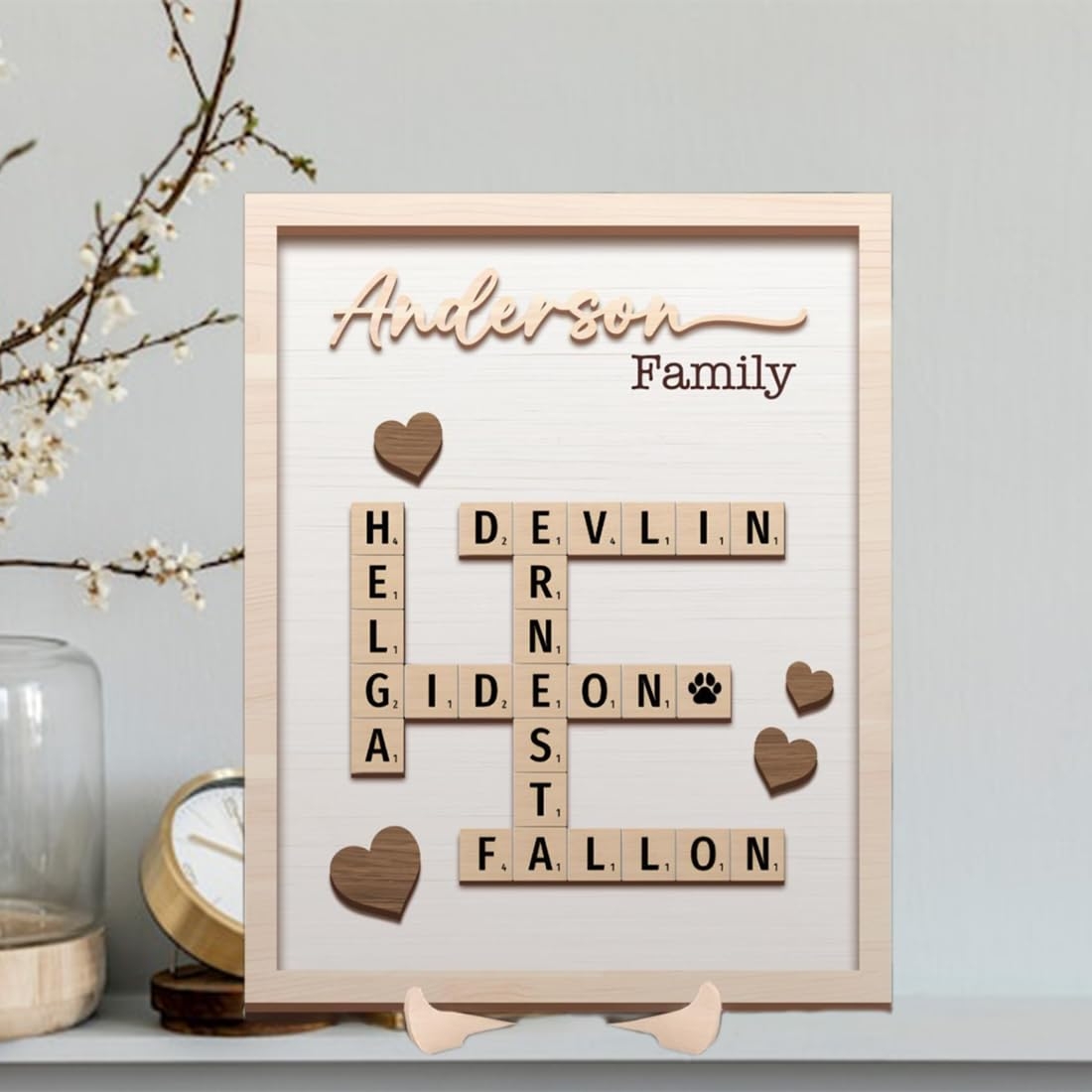 Amazon Personalized Family Crossword Art Sign Wooden Name 