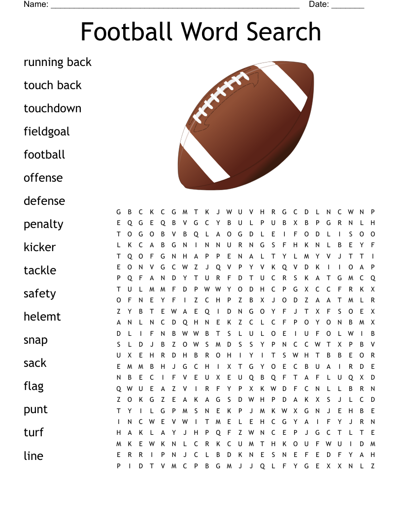 College Football Word Search Printable