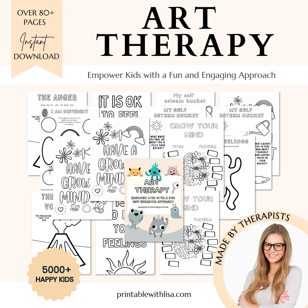 Art Therapy Worksheets Bundle Self Esteem amp Mental Health Tools 