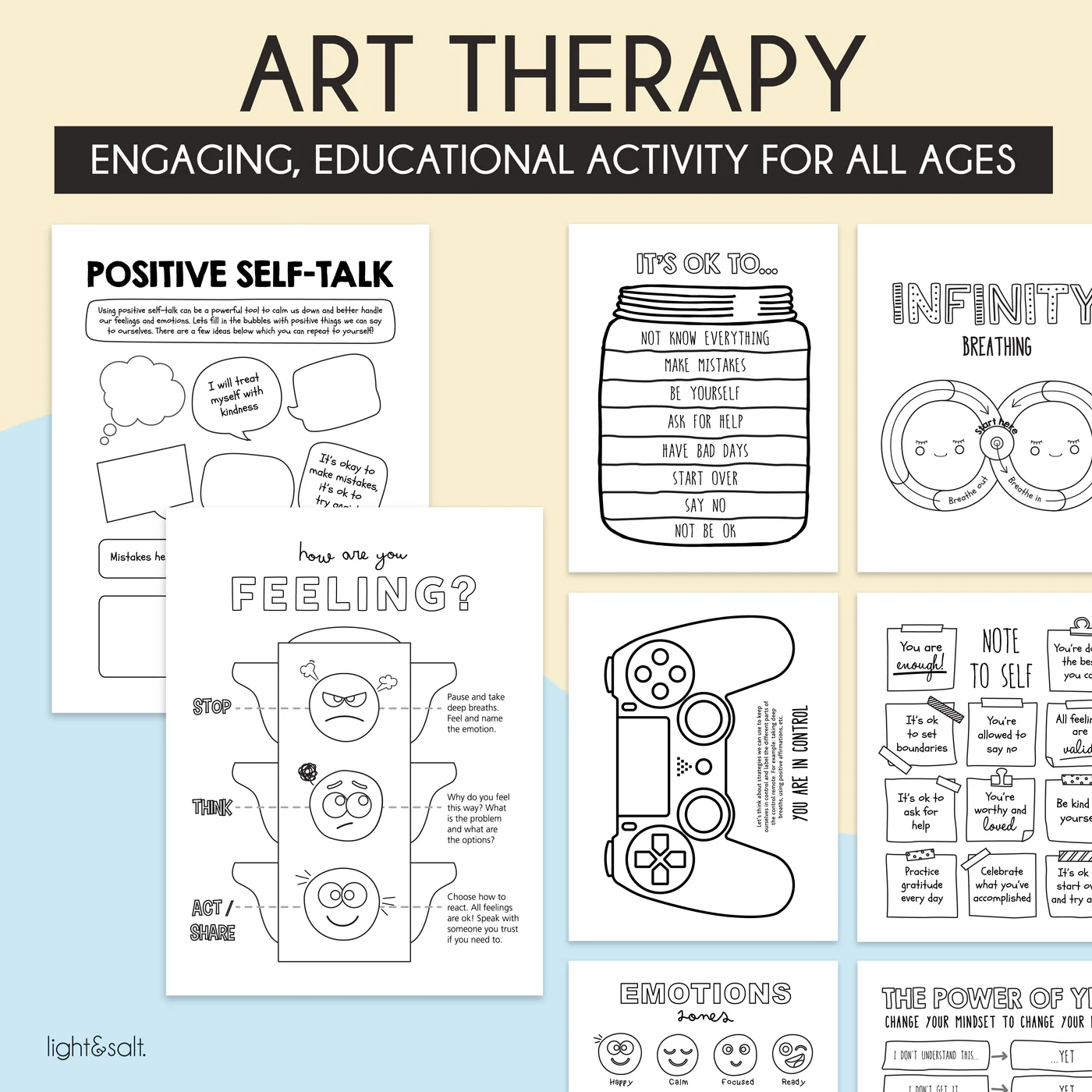 Art Therapy Worksheets For Kids Teens And Adults LightandSaltDesign