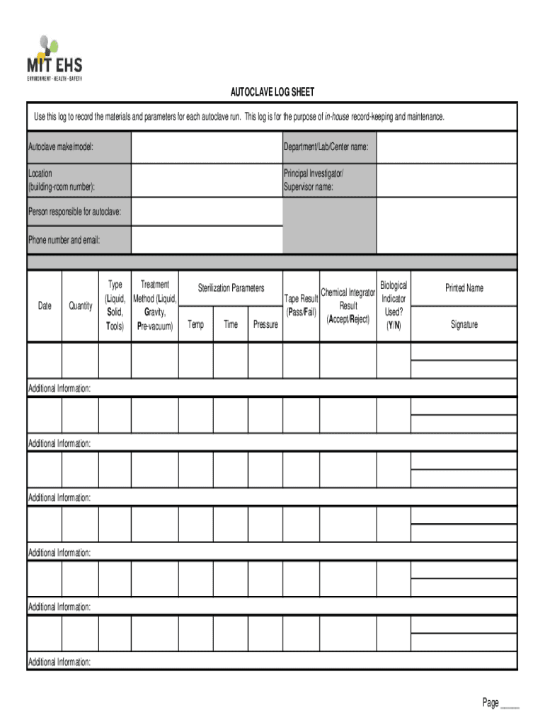Autoclave Log Sheet Pdf Fill Out amp Sign Online DocHub