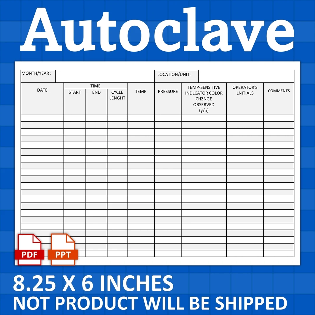 Autoclave Sterilization Log Printable Track Processes PDF 
