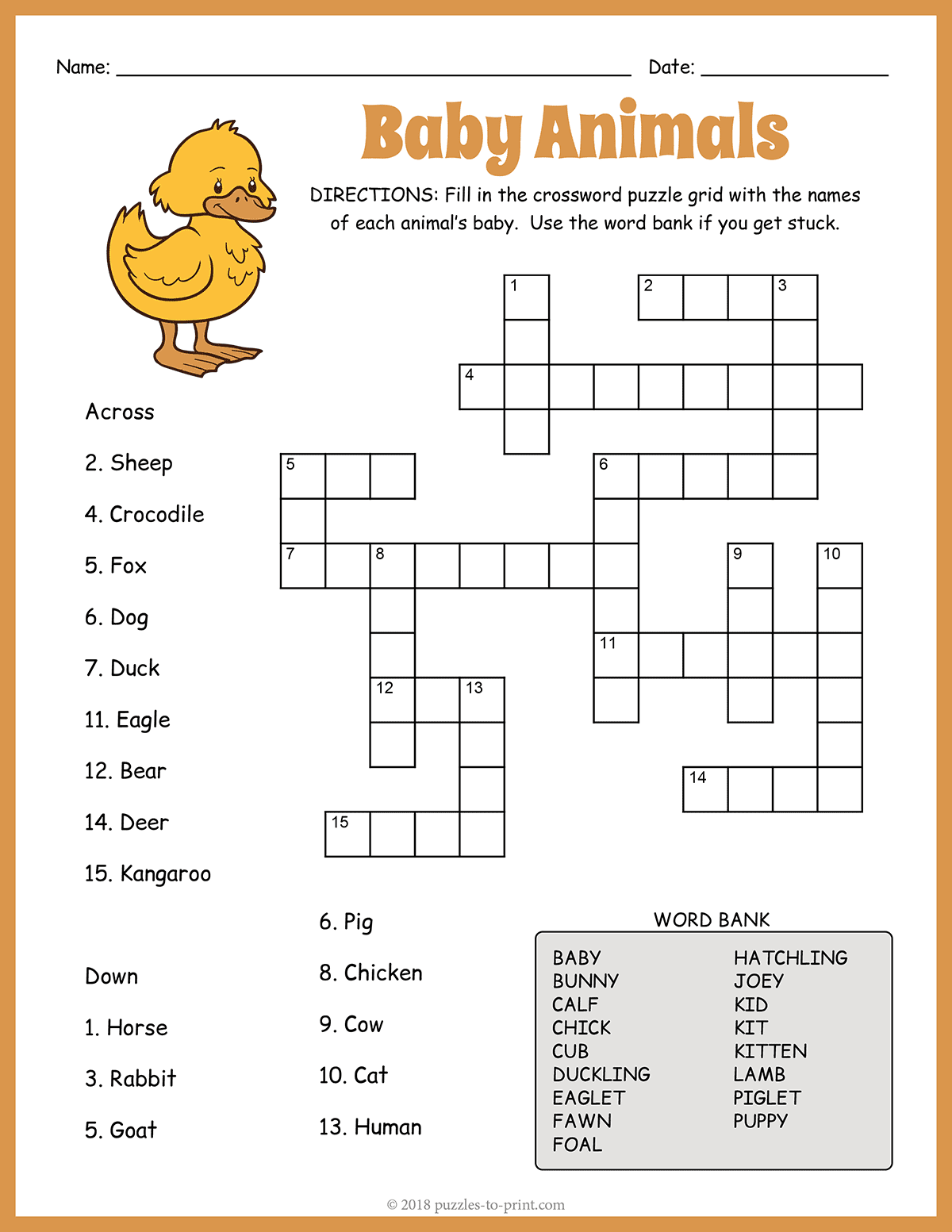 Easy Printable Crossword Puzzles For Kids