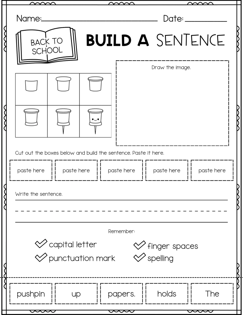 Sentence Builder Worksheets Free