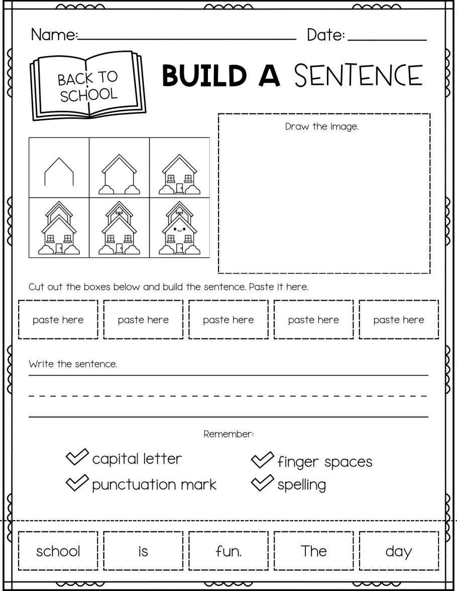 Back To School Build A Sentence Printables In The Playroom