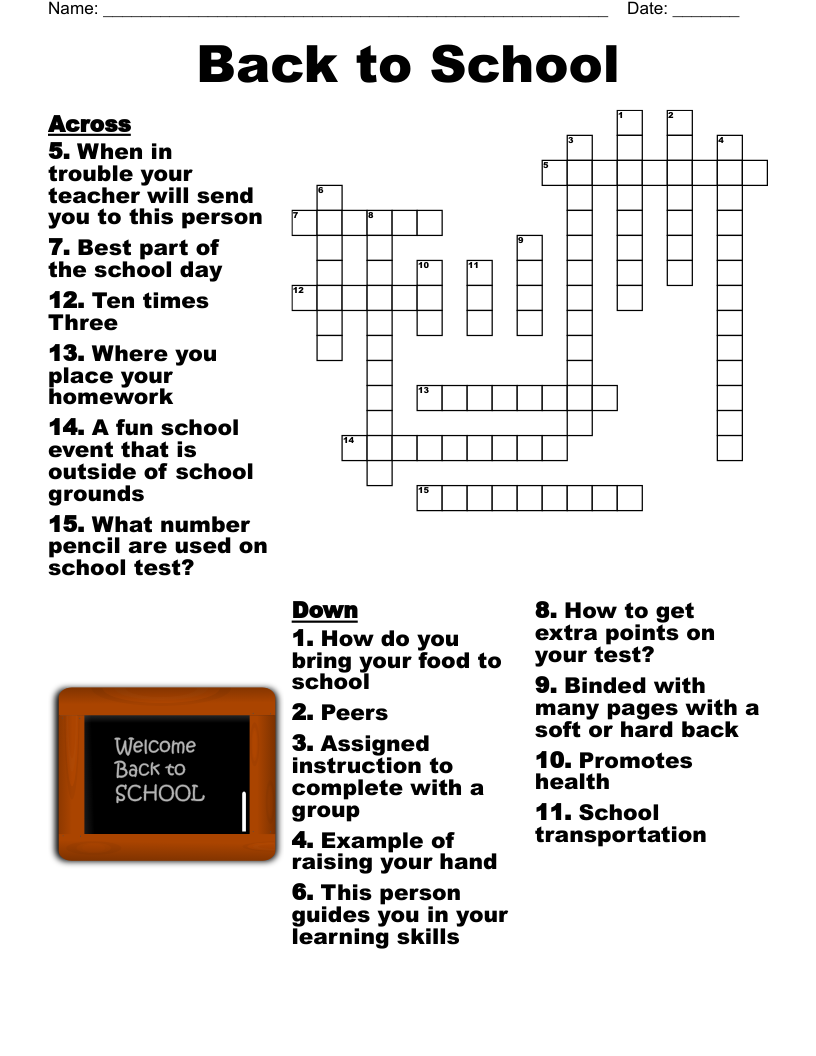 Printable Crossword Puzzles For High School