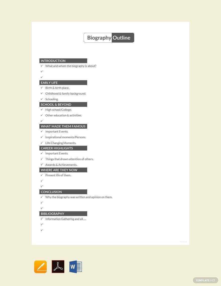 Free Printable Biography Template Outline