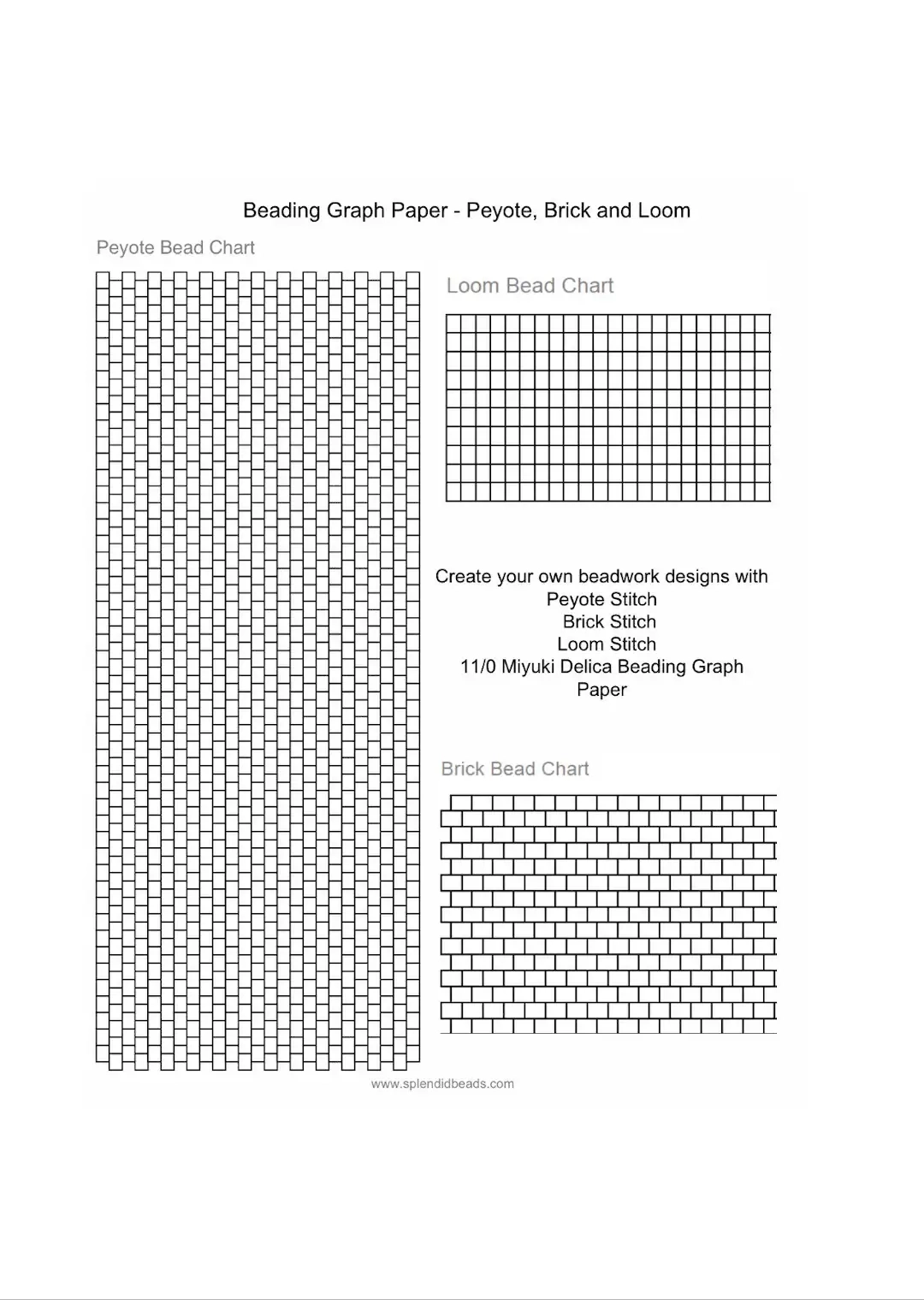 Beading Graph Paper For Peyote Brick Loom Stitch printable PDF 