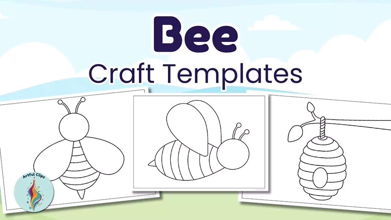 Bee Template Set Simple Blank Printable Outlines amp Clipart