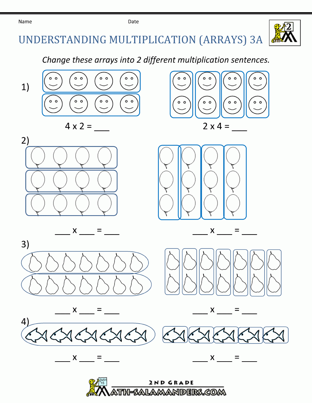 Free Printable Array Worksheets Blanks