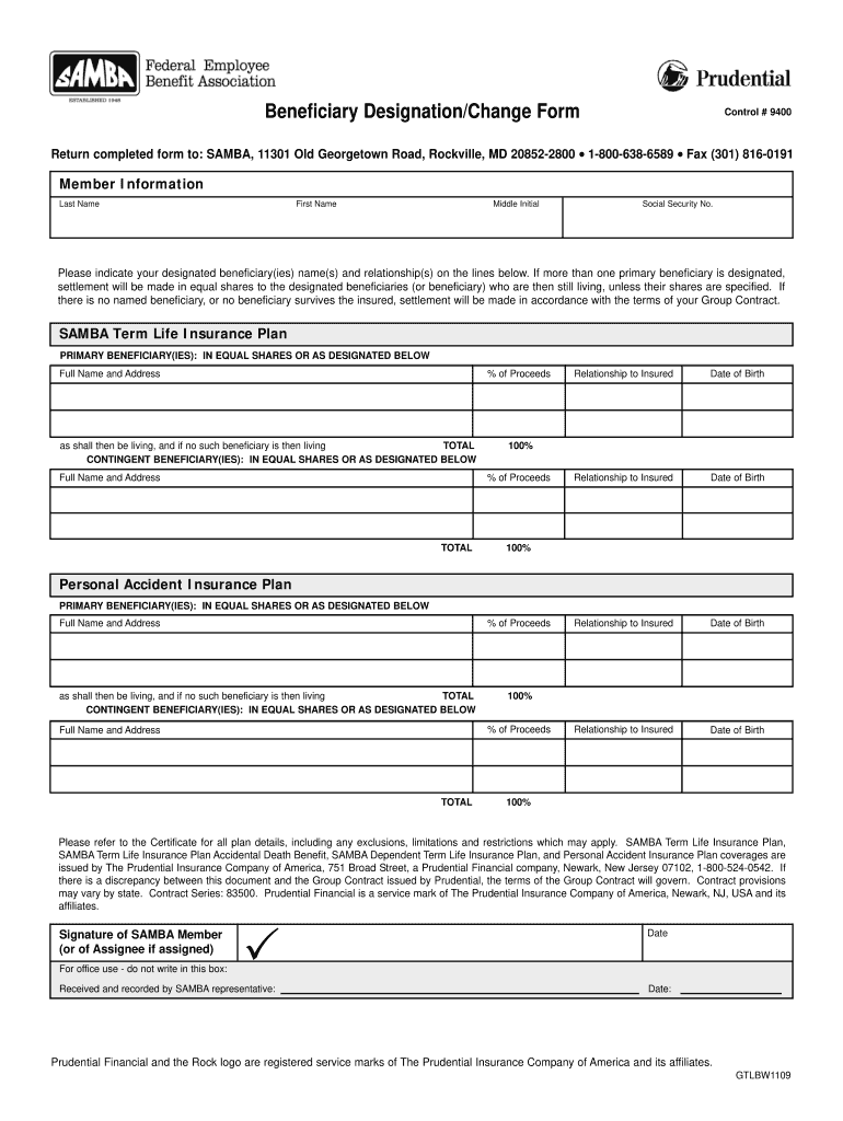 Beneficiary Designation Form Fill Online Printable Fillable 