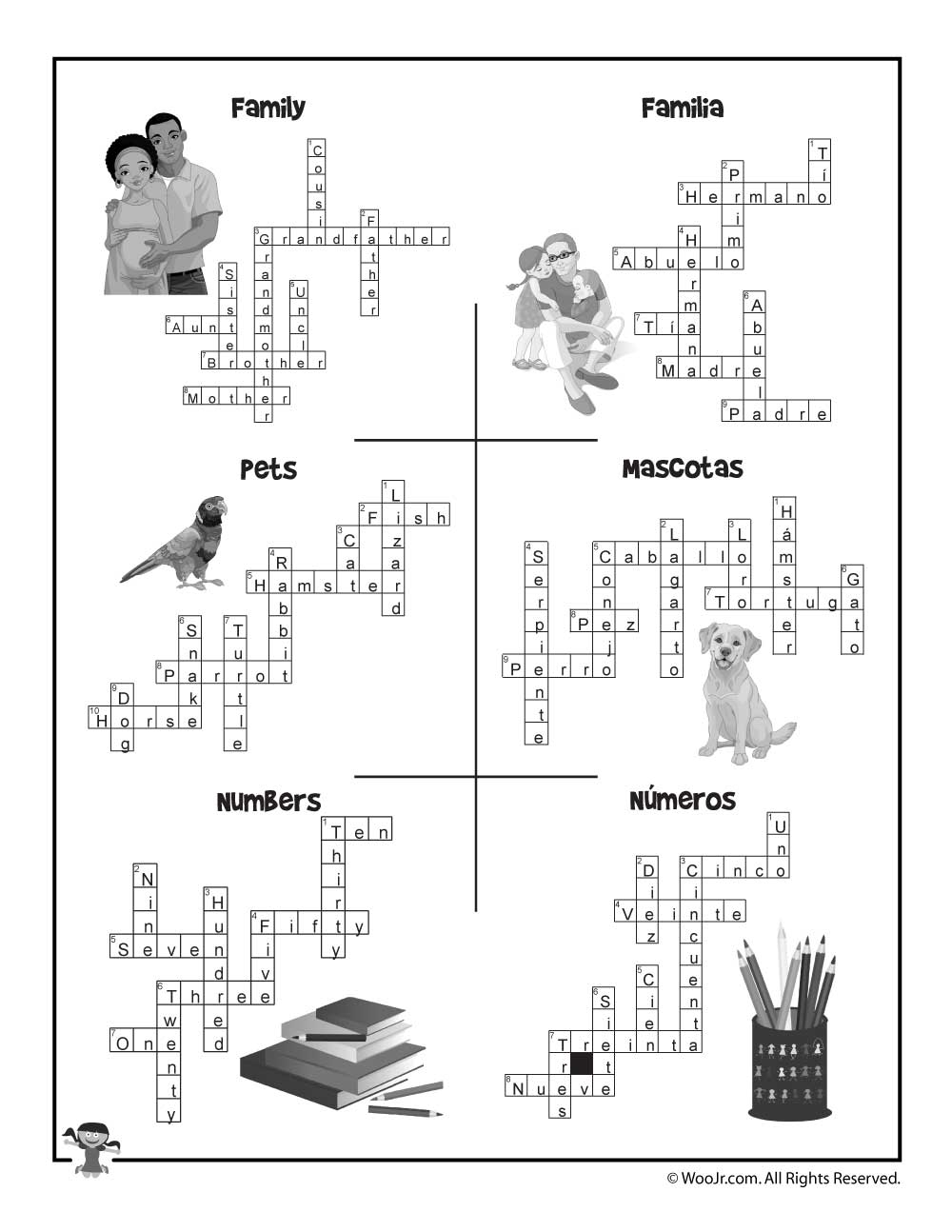 Bilingual ESL Worksheets English And Spanish Crossword Puzzles 