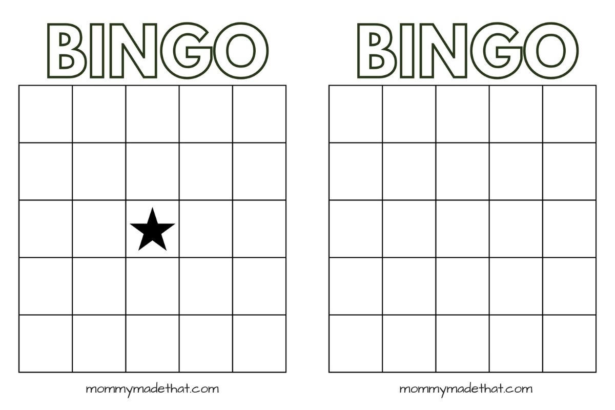 Printable Bingo Card Template Free