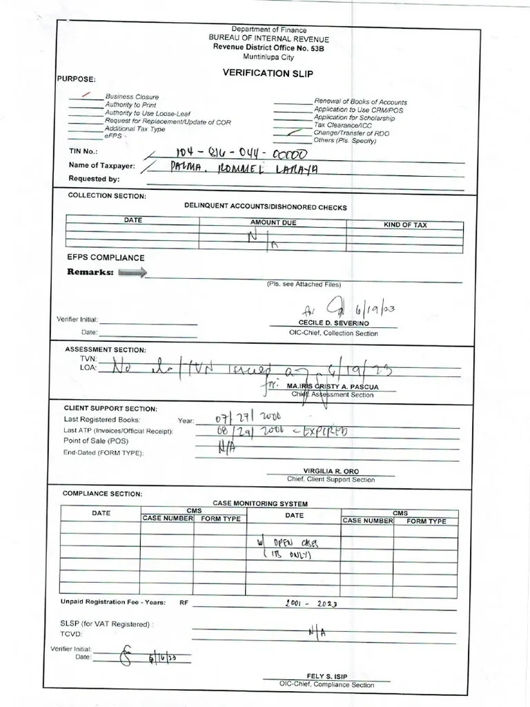 Bir Routing Slip Palma Rommel Laraya PDF