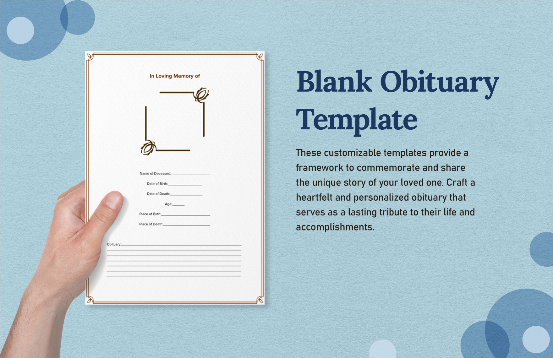 Free Printable Obituary Template