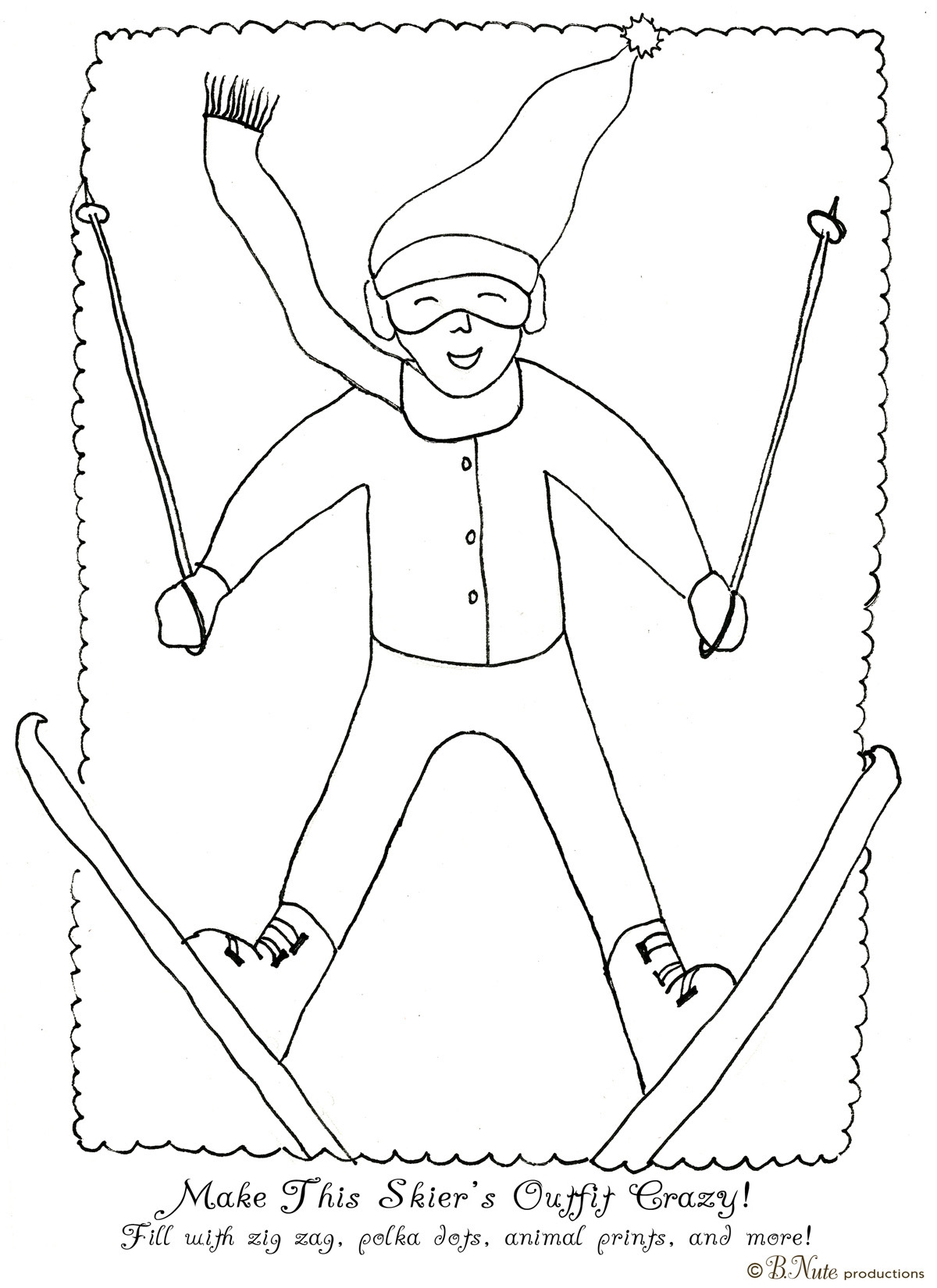 bnute productions free printable skier coloring page