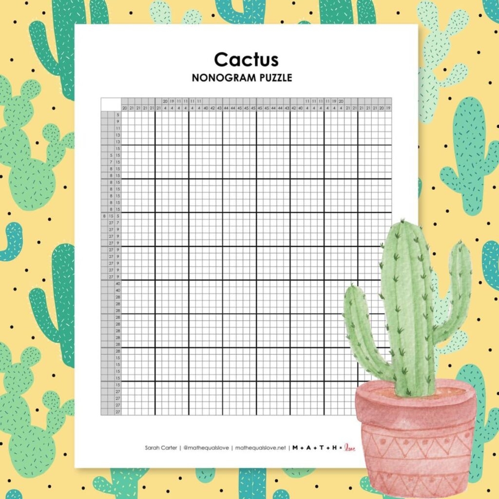 Cactus Nonogram Puzzle Math Love