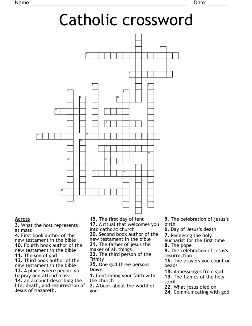 Printable Religious Crossword Puzzles