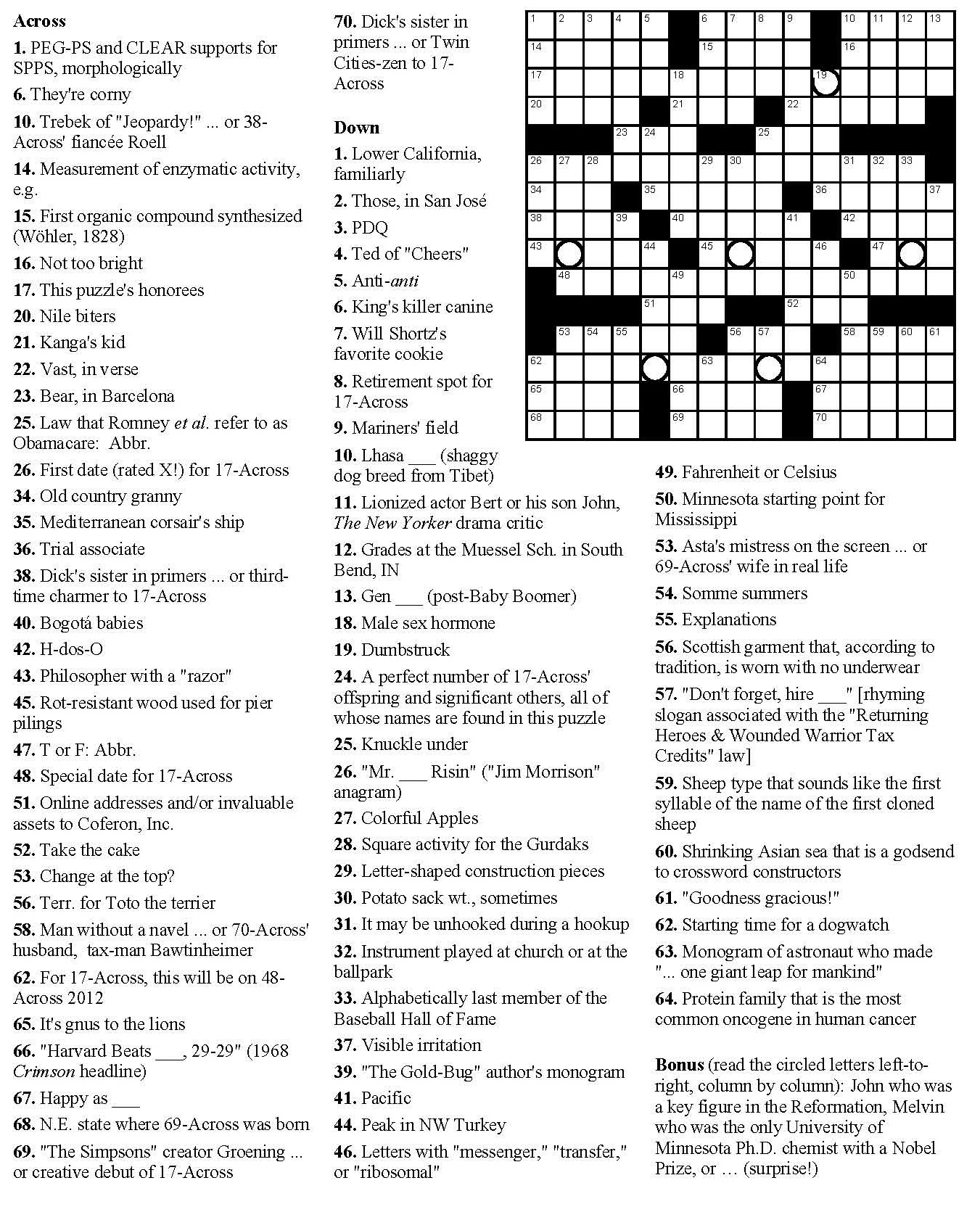 Free Medium Printable Crossword Puzzles